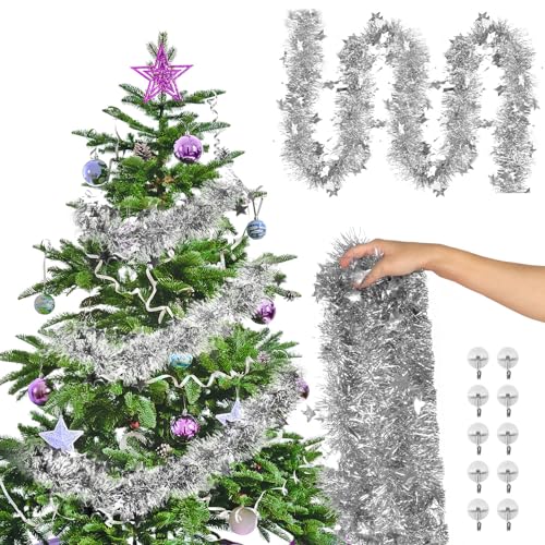 10 M Weihnachten Lametta Girlande, Dicke Lametta Weihnachtsdeko...