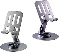 Suporte Celular Ajustável e Articulável de Mesa para Celular, com Base Giratória 360°, Pedestal Dobrável e Retrátil, Feito em Metal Resistente, Compatível com Tablet Smartphone - LILÁS ESCURO