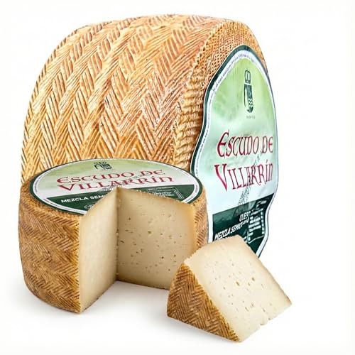 Queso de Mezcla Semicurado Escudo de Villarrín – Leche de Vaca y Oveja Pasteurizada – Pieza Entera ~3 kg – Sabor Suave y Textura Firme Ideal para Tabla de Quesos, Tapas Gourmet y Regalo