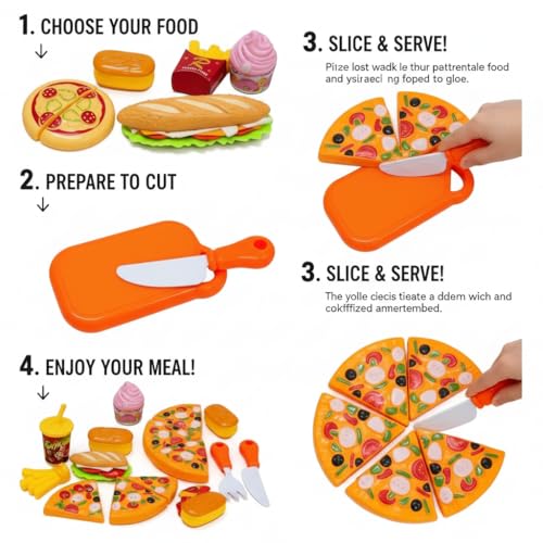 Image of PLUSPOINT Pretend Play Big Burger Fast Food Set, 10pc Play Food for Kids with Take Apart Hot Dog Plastic Toys Food, Play Kitchen Accessories Role Play Toys Birthday Gift for Kids Toddler Boys Girls