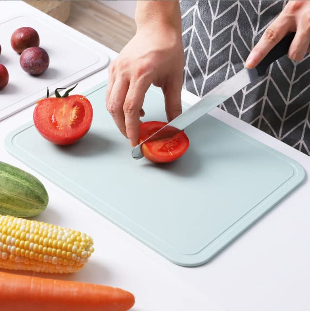 Mofech Durable Kitchen Chopping board Cutting Board,2 pcs, BPA Free, Reversible Use, Deep Juice Grooves, Mini Food Chopping Boards, Dishwasher Safe, Chop Meat, Veggies (Green&White)