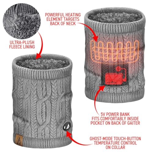ActionHeat 5V Battery Heated Cable Knit Neck Gaiter – Breathable and Comfortable Nylon Winter Accessory – Up to 5 Hours of Battery Life4