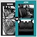 FEINEPRO Black Car Seat Covers Full Set - Breathable Faux Leather Universal 5 Seat Covers for Cars, Automotive Protector Fit for Most Sedan SUV Pick-up Truck