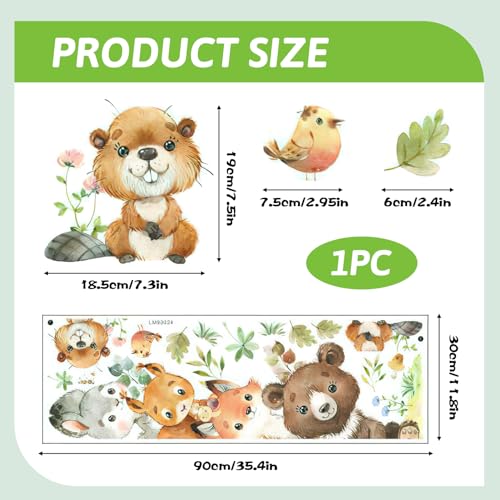 Jungle Animals Door Wall Decals, Safari Animal Wall Stickers Bear Fox Rabbit Squirrel Wallpaper Nursery Wall Decor Peel and Stick Wall Art Decoration for Baby Nursery Kids Bedroom Living Room - Image 2