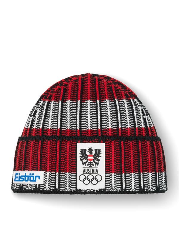 Eisbär Mütze Herren & Damen Cortina Rot - Merino Strickmütze für Männer mit Fleece schützt vor Kälte und Wind - Wintermütze atmungsaktiv thermoregulierend Beanie Haube aus Österreich
