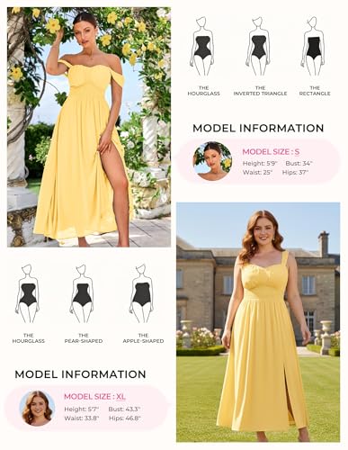 Image of GRACE KARIN 2026 Women's Summer Floral Wedding Guest Dress,Beach Flowy A Line Maxi Off Shoulder Bridesmaid Dresses