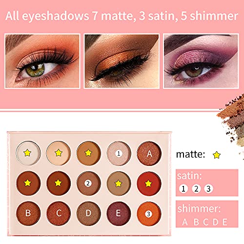 Neutral Eyeshadow Palette - Rose Gold Smokey Red Brown Highly Pigmented Matte Shimmer And Metallic 15 Colors Eye Shadow Pallet - De’lanci Professional Warm Natural Tone Bronze Eyeshadow For Beginners #TOP2