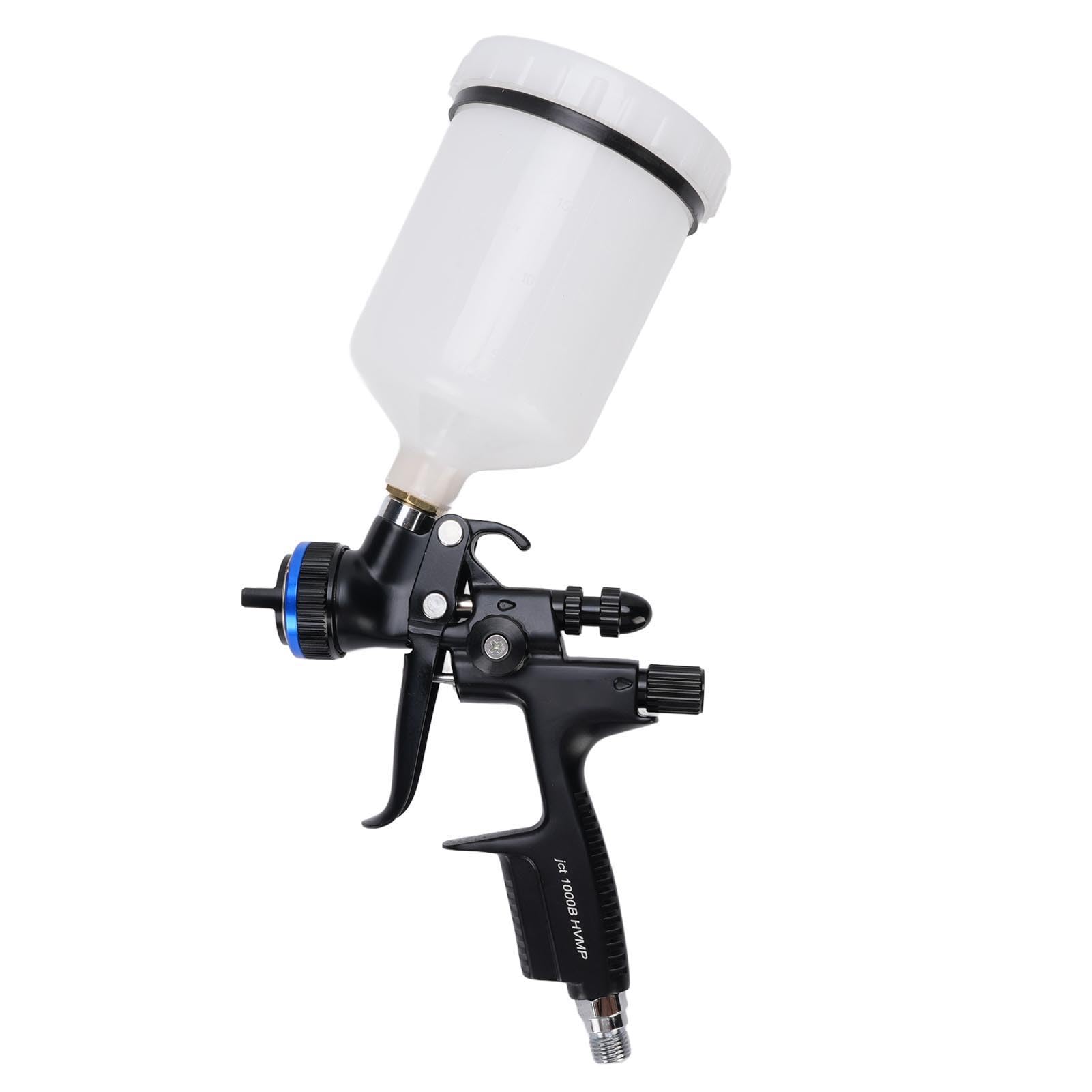HEEPDD Pistolet do Malowania Samochodów HVLP 1000B, Pistolet do Natryskiwania Powietrza ze Stali Nierdzewnej ze Stopu Aluminium z dyszą 1,3 Mm Kubek 600 Ml Podkładu Samochodowego Malowanie ścian Mebli