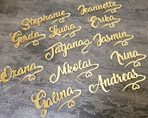 gold mirror decor,Name Place Tag Card, Rustic Wedding Favours,Party Decor,Set of 1.