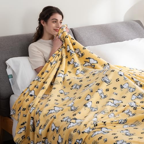 Image of Berkshire Blanket Peanuts VelvetLoft Cute Character Snoopy Plush Blanket,Peanuts Poses and Paws Sundress,Twin 60 in x 90 in (Official Peanuts Product)