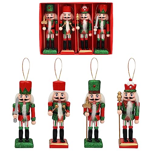 4 Stück Weihnachten Holz Nussknacker Soldat Ornamente 12cm...