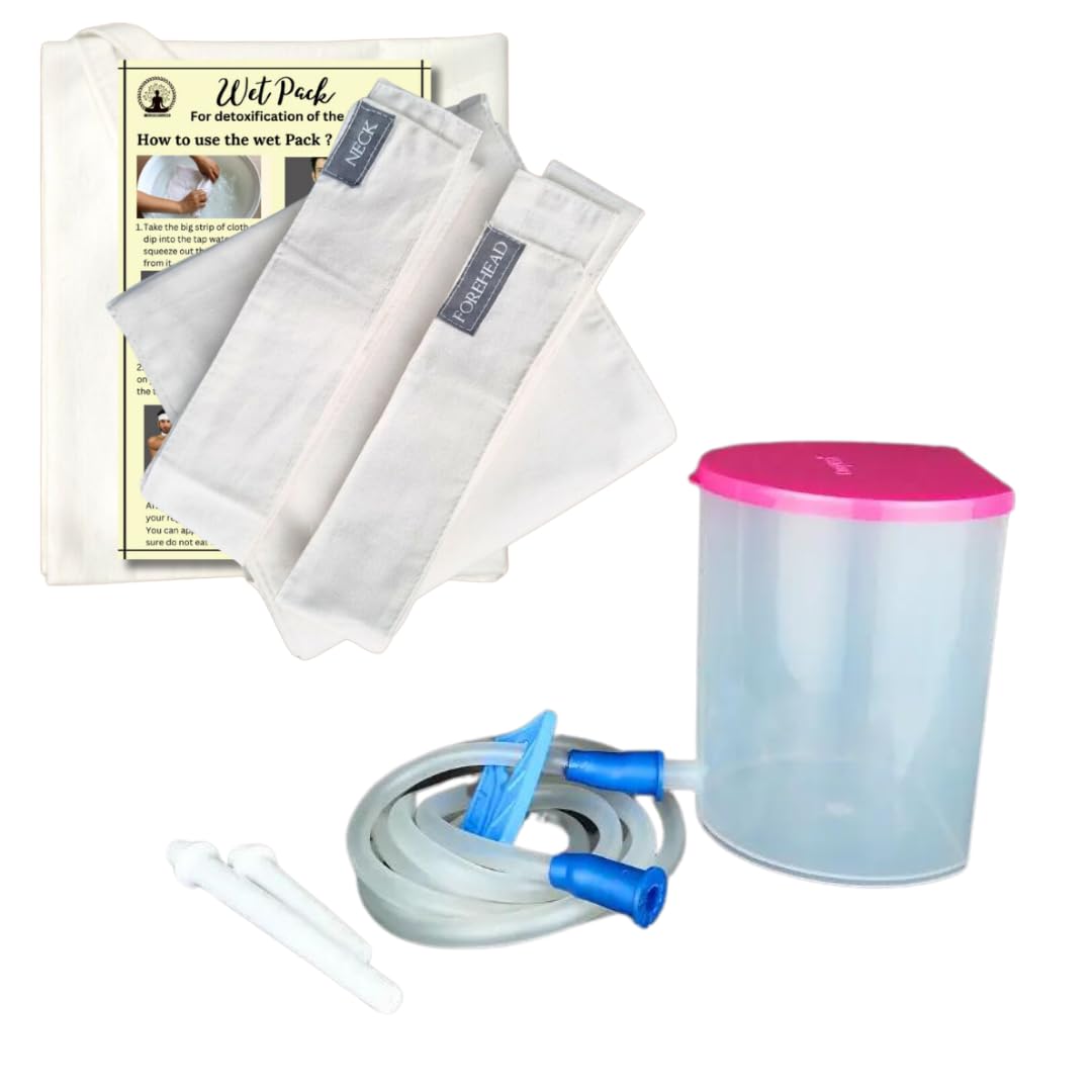 MANUSHYA LIFE Combo of Wet Pack cotton patti with Velcro closure and Enema Kit 600 ML for Detox Home Use | Satvic Lifestyle | Body Detox (B0CD2ZSV65) Amazon Price History, Amazon Price Tracker