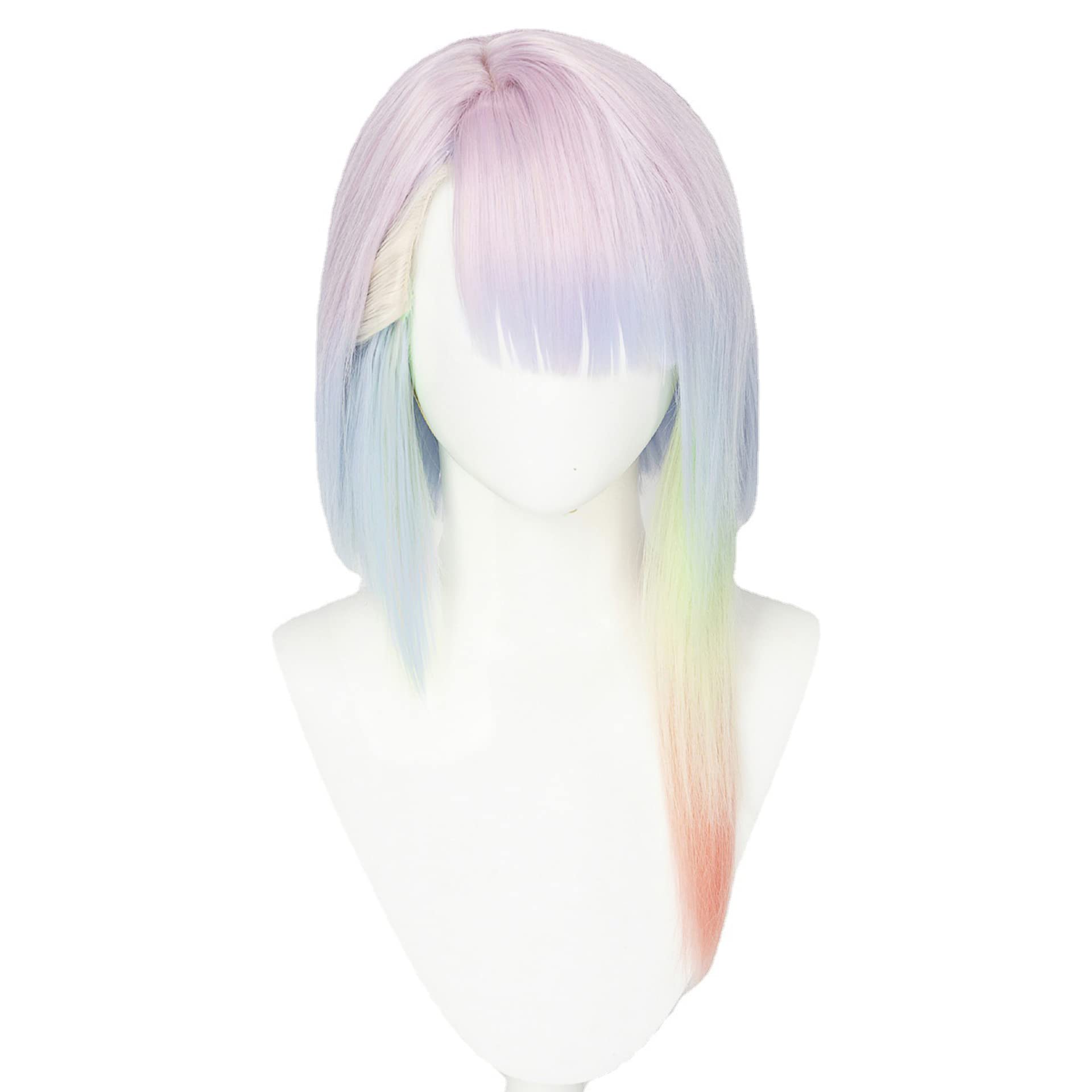 XiongXiongLe Halloween Wig Cosplay Anime Lucy Cos Role Playing Pink Blue Yellow Gradient Women's Costume Hair Wigs for Women Party Daily Wear
