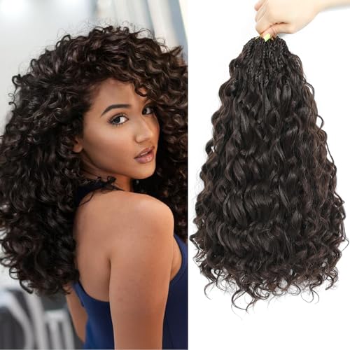 Auxemuen Pre Looped Ocean Wave Crochet Hair 8 Packs Boho Ocean Braids Short Curly Crochet Hair Pre Twisted Synthetic Deep Wavy Crochet Hair for Women (4#, 14 Inch)