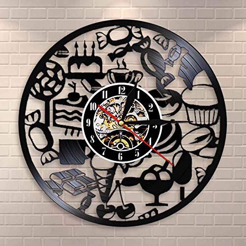 Preisvergleich Produktbild jiushixw Süßigkeitsschokoladen-Eiscreme-Wand... Retro- Bonbongeschenkdekorations-Küchenwanduhr