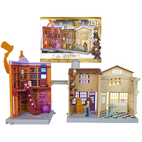 Wizarding World Harry Potter Conjunto de jogos 3 em 1 de rua diagonal de Magical Minis com luzes e som, 2 figuras e 21 acessórios, brinquedos para crianças a partir de 6 anos (6064933)