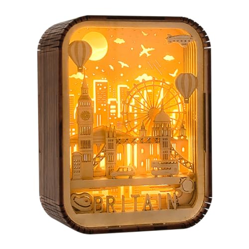 POFET London Souvenir Gifts Wood Crafts London Landmark Building Model UK Travel Gifts The Big Ben Tower Bridge London Eye Desktop Wooden Ornaments for Home Office Decor