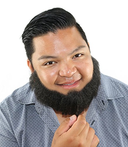 City Costume Wigs Professional Black Human Hair Laced Back Full Faced Beard