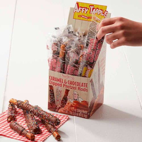 Affy Tapple Milk Chocolate and Caramel Dipped Pretzel Rod 18-Pack