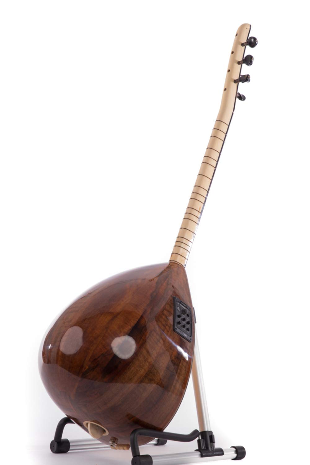 Turkish Short neck Saz Baglama Walnut with Electric Pickup Presys 301 with Soft Case, Picks & Extra Set of Strings - Image 6