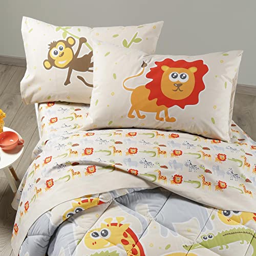 Caleffi Giungla Completo Lenzuola, Cotone, Unica