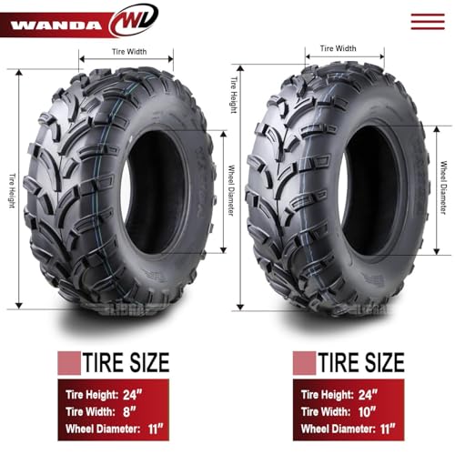 Image of WANDA UTV ATV Tires 24x8-11 Front & 24x10-11 Rear /6PR P373 Lit Mud
