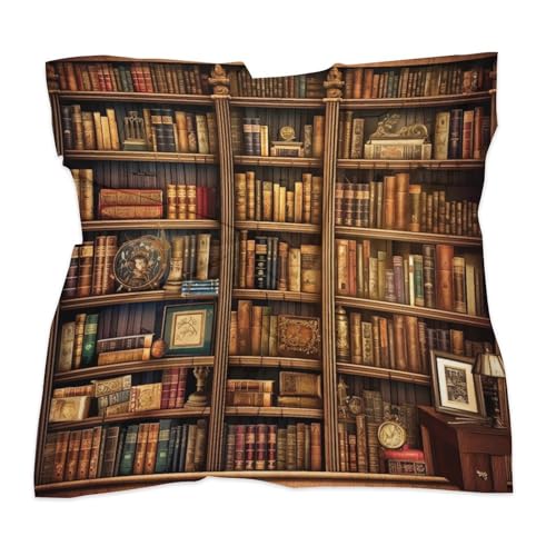 Imitation Silk Scarf Library Bookshelf Book Printed Women Small Square Scarf 25" X 25" Breathable Lightweight Neckerchief Headscarf Sleeping Hair Wrapping3