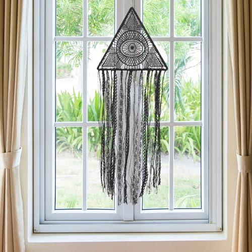 Attrape-rêves macramé noir SEWACC lot de 2 décorations murales bohèmes - 8