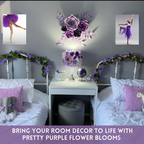 Rainbows & Lilies Large 3D Paper Flowers Decorations For Wall, Wedding, Bridal Shower, Baby Girl Nursery Decor, Kids Room, Centerpieces, Flower Backdrop, Party - 10-Pc Purple Wall Décor #TOP7