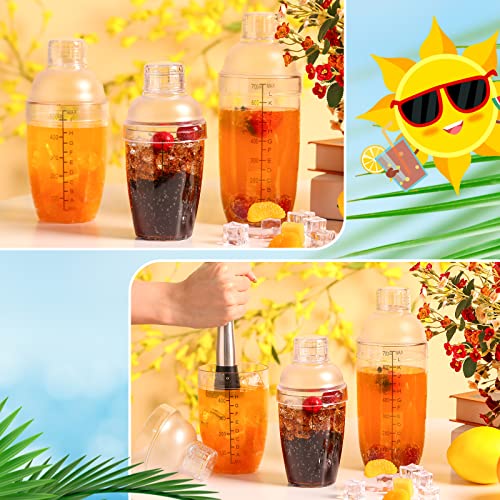 Lallisa 12 Pcs Plastic Cocktail Shaker Drink Mixer With Scales And Strainer Top Clear Shaker Cup With Measurements Plastic Bar Mixing Tool For Tea Coffee Boba Milk thumb #4