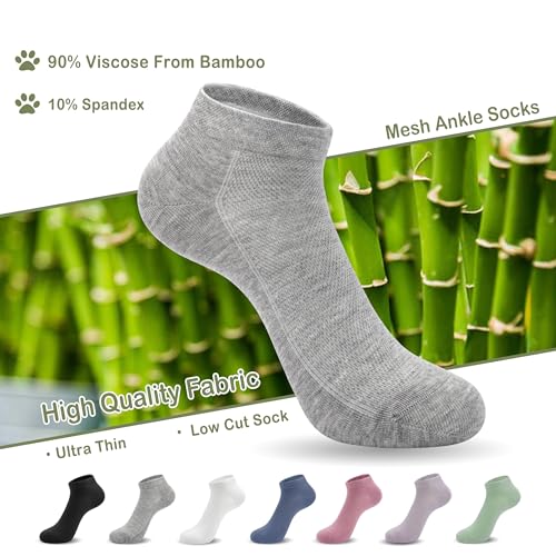 Image of SERISIMPLE Ultra-Thin Comfort Viscose Bamboo Mesh Ankle Socks for Women -Breathable Lightweight Low-Cut Socks 5 Pairs
