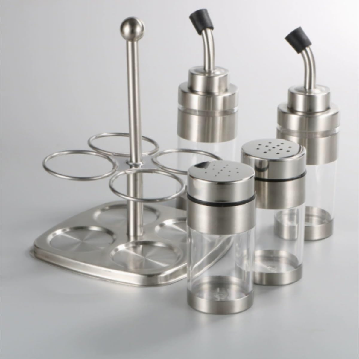 Set di 4 contenitori da cucina in acciaio inox per olio e aceto, ideali per cucinare e mangiare