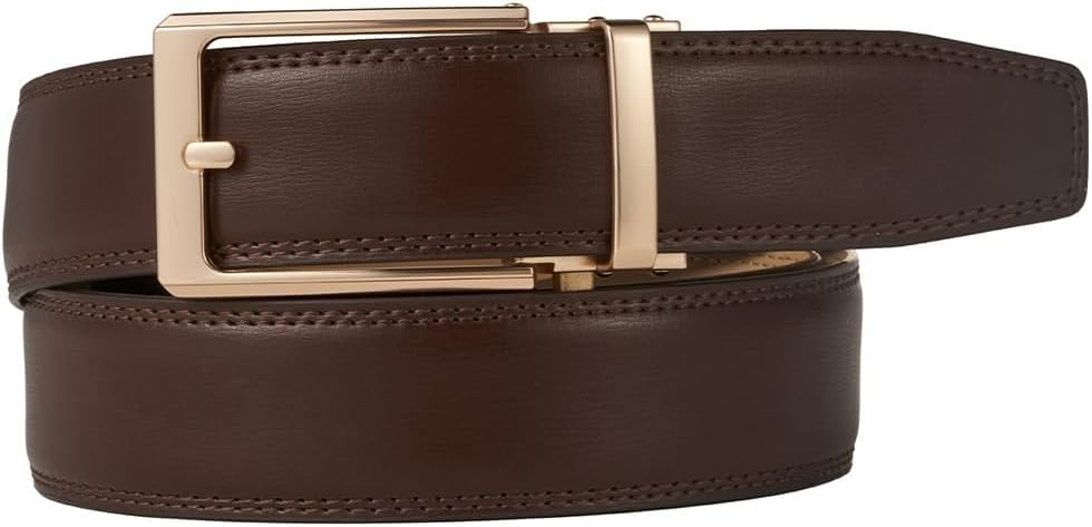 Ratchet Genuine Leather Dress Belt 1 3/8" – Trim-to-Fit Slide Buckle Adjustable 28"-43" Office Jeans2