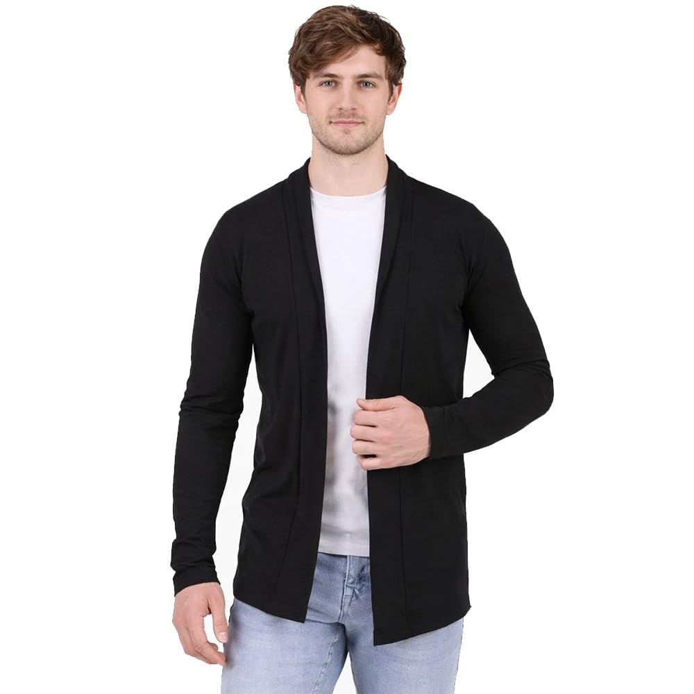 draxstar Men Solid Open Front Cardigan Shrug | Full Sleeve Casual Slim Fit Winter Wear for Daily & Office Use-picture-51