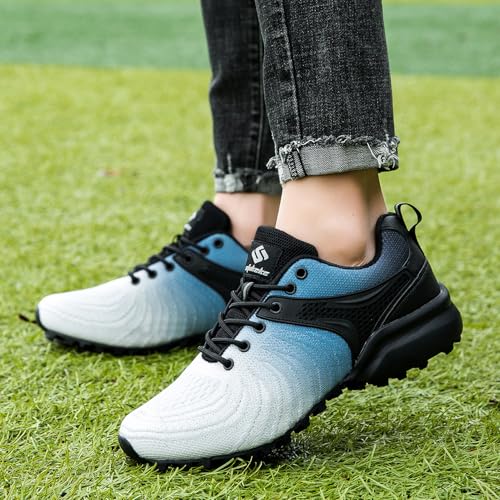 Image of Men's Trail Running Shoes Lightweight Breathable Walking Hiking Sneakers Outdoor Athletic Tennis Cross Training Shoes