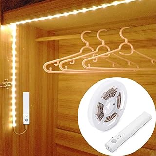 LUXJET® 1.5M Motion Sensor Rope Light LED Strip for Cabinet Wardrobe Cupboard Kitchen,Stairs(4 AAA Battery Powered,Not Included)