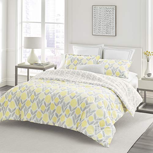 Image of Laura Ashley - Euro Shams, 100% Smooth Cotton with Envelope Closure, Throw Pillow Cover for Bed or Couch, Oeko-Tex Certified, Set of 2 (Stitched Vine Leaf Grey, 26 inch x 26 inch)