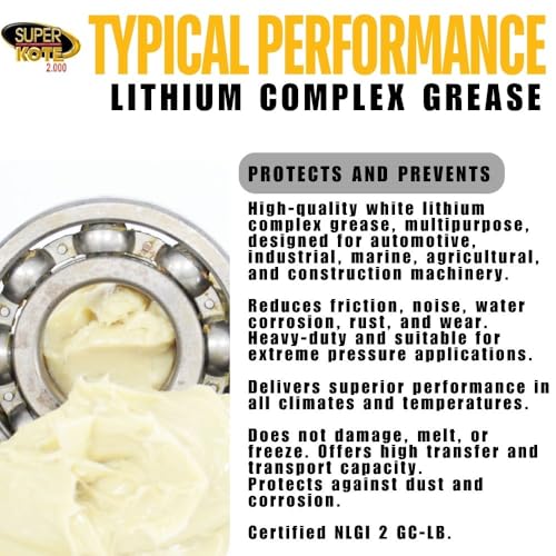 Image of Lithium Complex Grease | Cartridge | Superkote 2000 Multipurpose | NLGI 2 | EP | High Temp | Automotive | Construction | Industry | Gear | Wheel Bearing | Axle | Ball Joint | White | 10-Pack of 14 Oz.