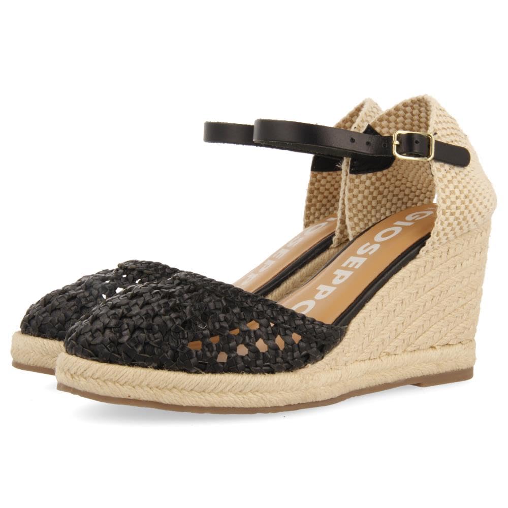 GIOSEPPO Women's Serignan Wedge Sandal, Black/White, 4.5 UK