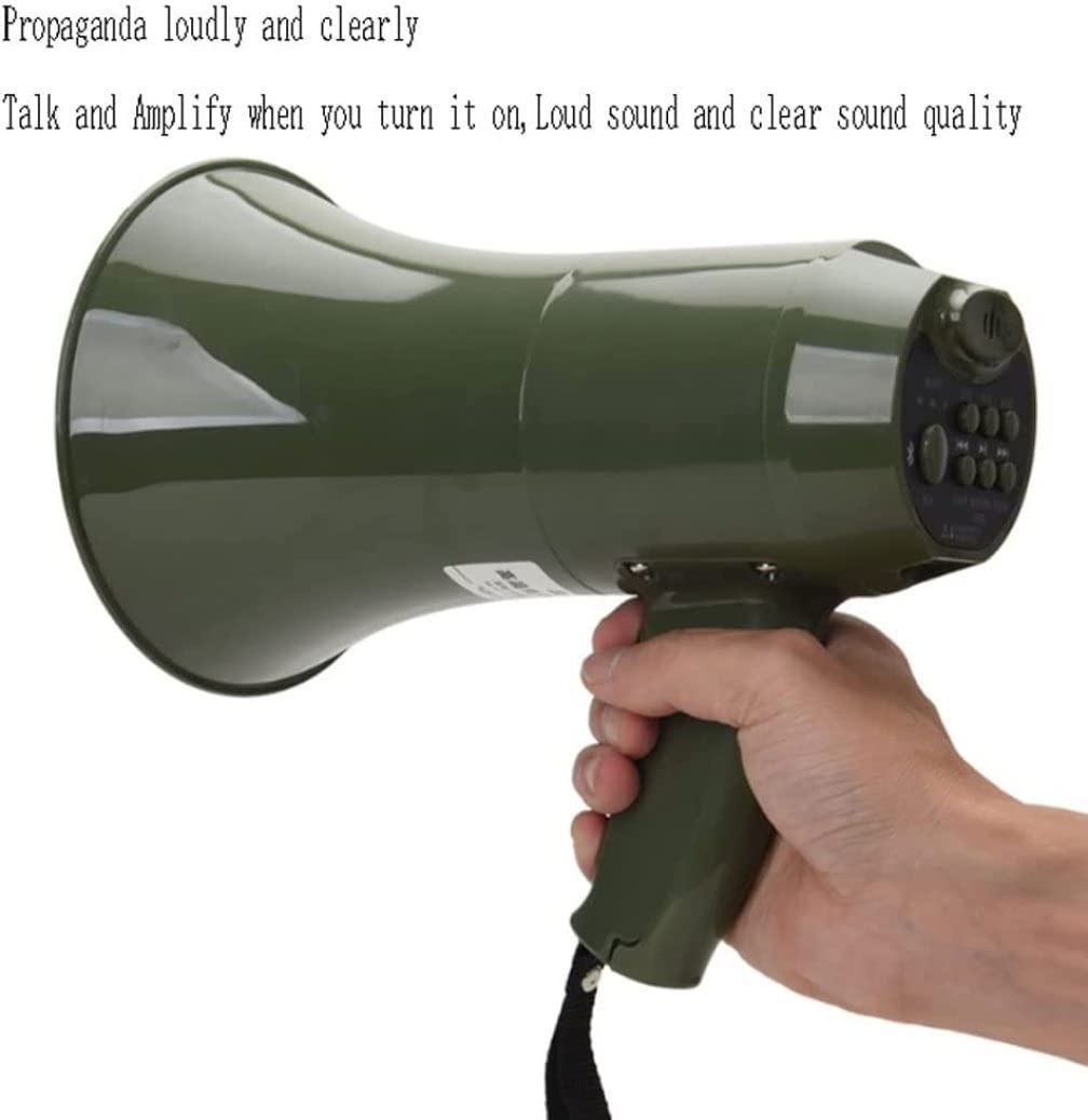 Megáfono de Mano Megáfono portátil Altavoz de megáfono de 15 W Amplificador de Voz de Mano de Camuflaje con Control de Volumen Megáfono para simulacros de Seguridad Micrófono