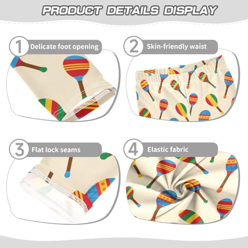 Mexican Instruments Girls Leggings,Workout Leggings for Girls Toddler Athletic Leggings Size for 3-10T3