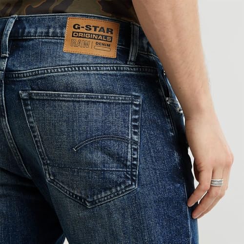 G-STAR Raw - Mens 3301 Slim Jeans, Color Worn in Mountain Dusk Destroyed, Size: 33W x 34L4