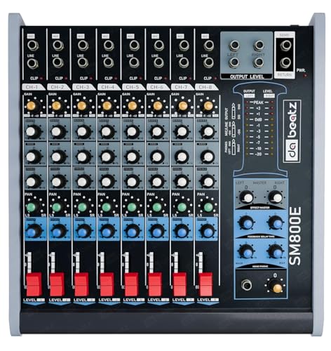 Image of DaBeatz SM800E Professional 8 Channel Audio Mixer, Stereo Echo DJ Sound Mixer for Parties, Stage Effects, Weddings, Karaoke & Studio Recording,Diwali Giving Your Occasion an Impressive Output SM800