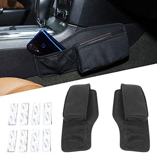 CheroCar for Mustang Gear Storage Bag Console Side Pockets Auto Transmission Side Organizer for Ford Mustang 2010-2014, Interior Accessories, Black, 2Pack