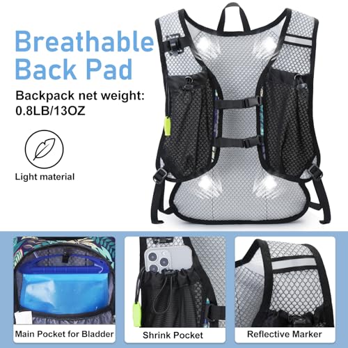 Image of Lightweight Hydration Backpack, Running Backpack with 2L Water Bladder, Hydro Water Daypack for Cycling Hiking Rave for Men Women