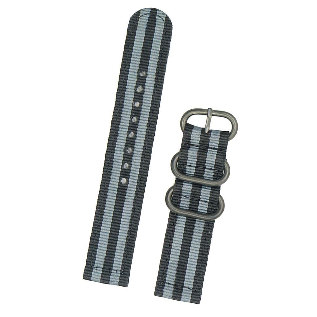 CALANDIS Black Gray Strip Nylon Strap Stainless Steel 3-ring Buckle Wristband 18mm (B09ZTXRKY2) Amazon Price History, Amazon Price Tracker