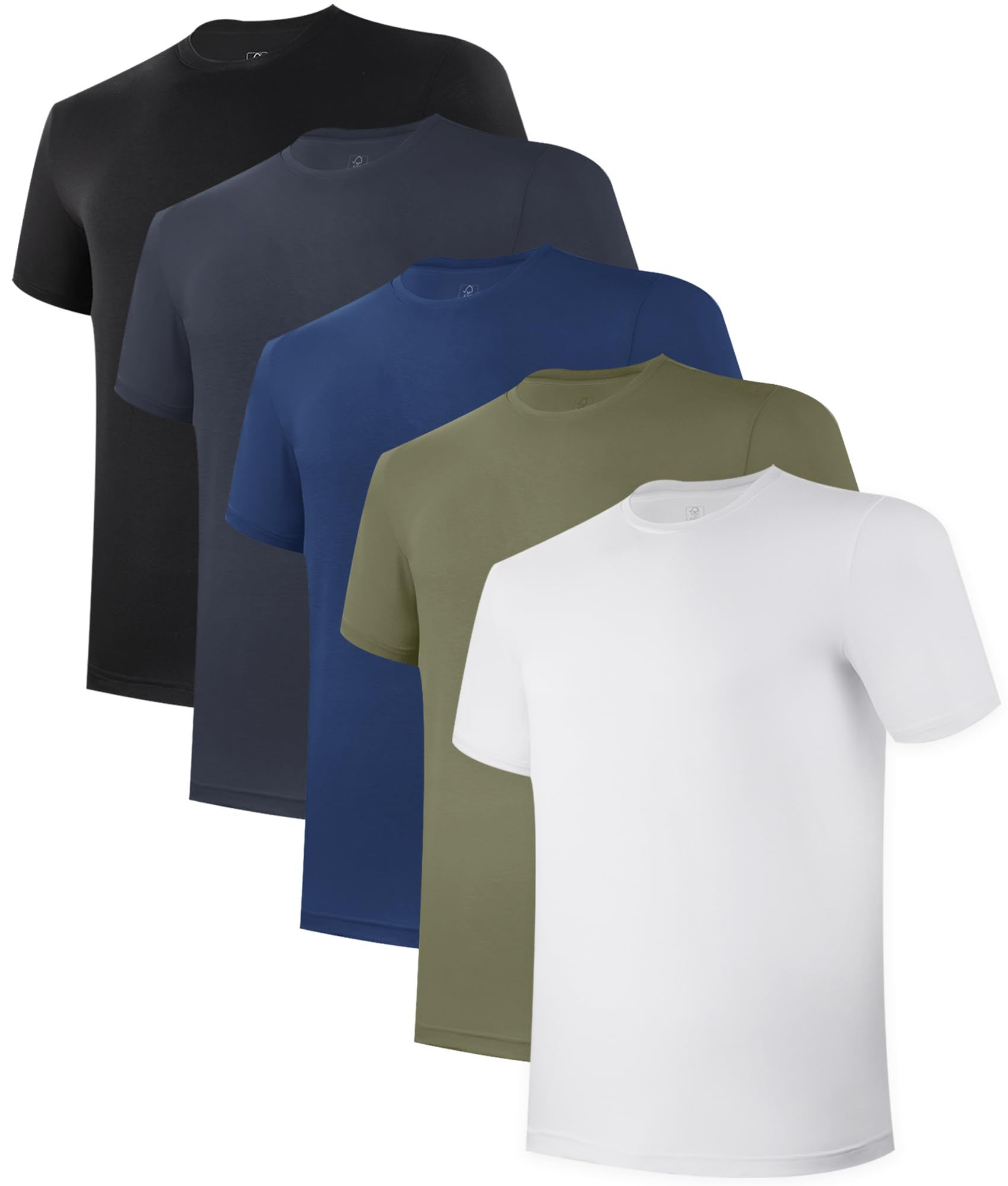 BAMBOO COOL Mens Undershirts Pack, Soft T Shirts for Men, Moisture Wicking | Stretchy Breathable Crew Neck Inner Shirt, Cooling Tees, Soft Comfort Fit, Stays tucked all day, Tagless, Casual & Sport