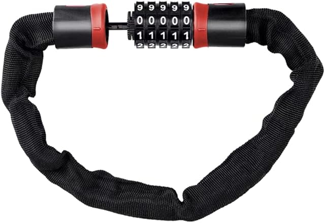 Bicycle Lock Combination Lock 6 mm High Security Chain Lock with 5-Digit Code, Hardened Steel Weatherproof Bike Lock for Bicycle, Motorcycle, Scooter (600mm/blk)