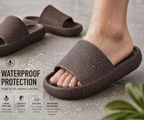 Image of Kraasa Cloudfoam Pillow Slippers for Men Non Slip Quick Drying Shower Slides Bathroom Sandals | Ultra Cushion | Thick Sole
