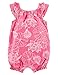 Carter's Pink Floral Cotton Romper Ruffle Trim Strap Sleeves